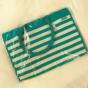 Striped White/Green Summer Tote